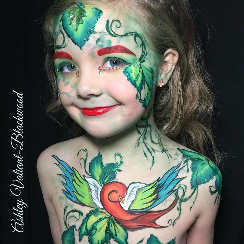 full body paint birds and ivy